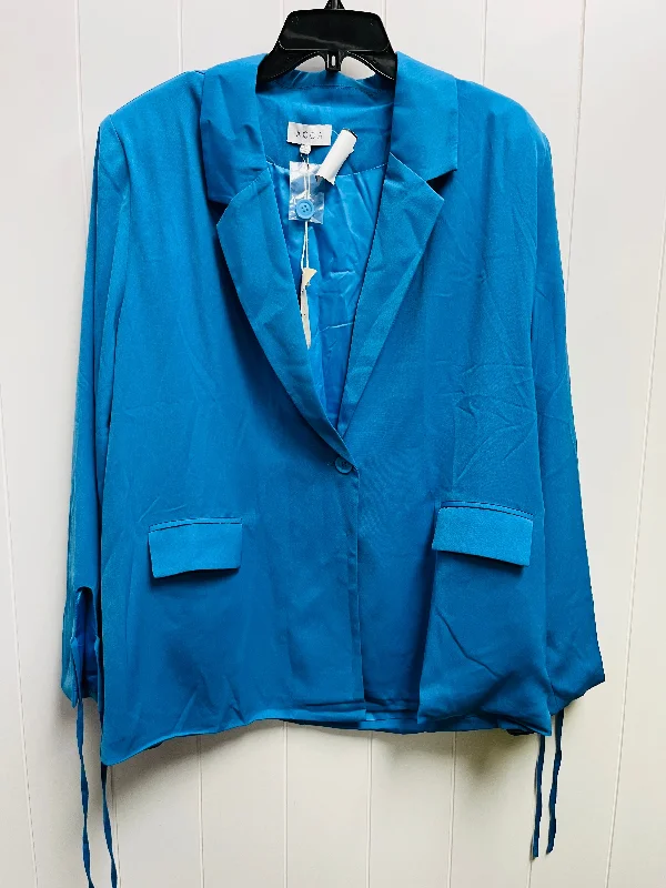 Women's Blazers with Animal Print -Blazer By acoa In Blue, Size: Xl