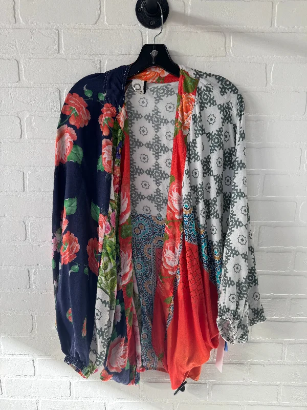 Kimono with Fringe and Beads-Kimono By Akemi And Kin In Orange & White, Size: Osfm