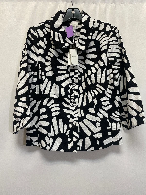 Women's Blazers with Cape -Black & White Blazer Chicos, Size M