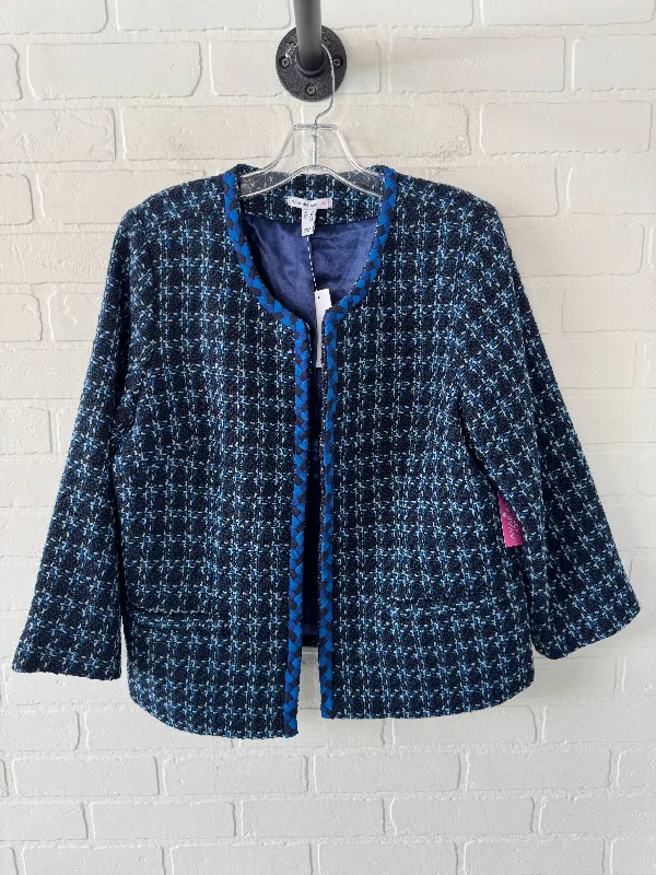 Women's Blazers with Pleats -Blazer By Isaac Mizrahi Live Qvc In Blue, Size: L