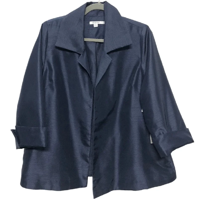 Women's Ruffled Tweed Blazers -Blazer By Chicos In Navy, Size: S