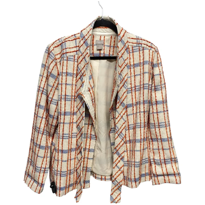 Women's Wide-lapel Blazers -Blazer By Chicos In Orange & Pink, Size: M