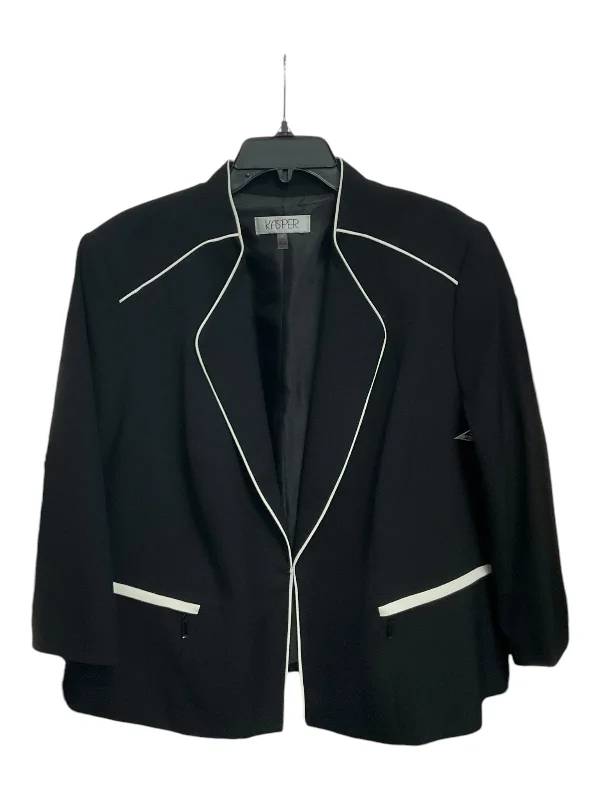 Women's Blazers with Flared Pants -Blazer By Kasper In Black, Size: 2x