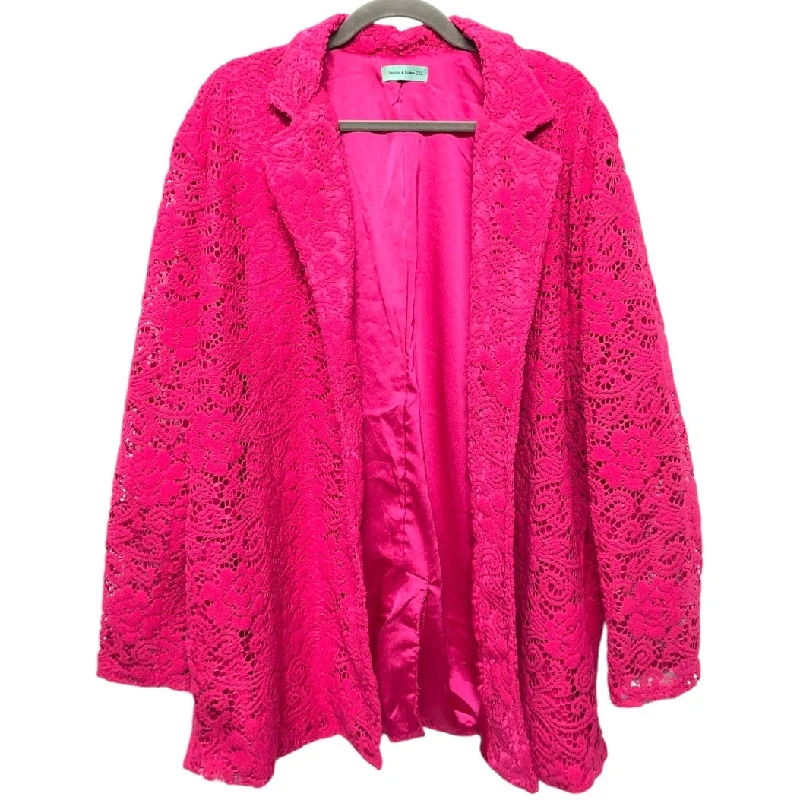 Women's Sleek Fitted Blazers -Blazer By Clothes Mentor In Pink, Size: 2x