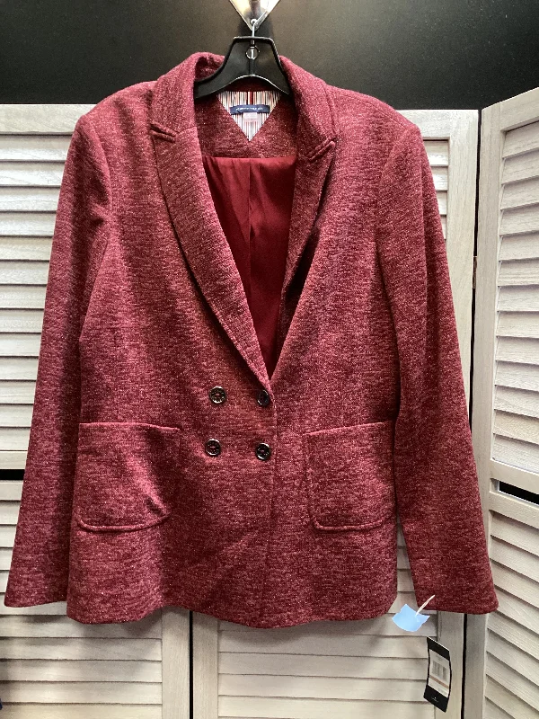 Women's Tailored Blazers with Pleats -Blazer By Tommy Hilfiger In Maroon, Size: 12
