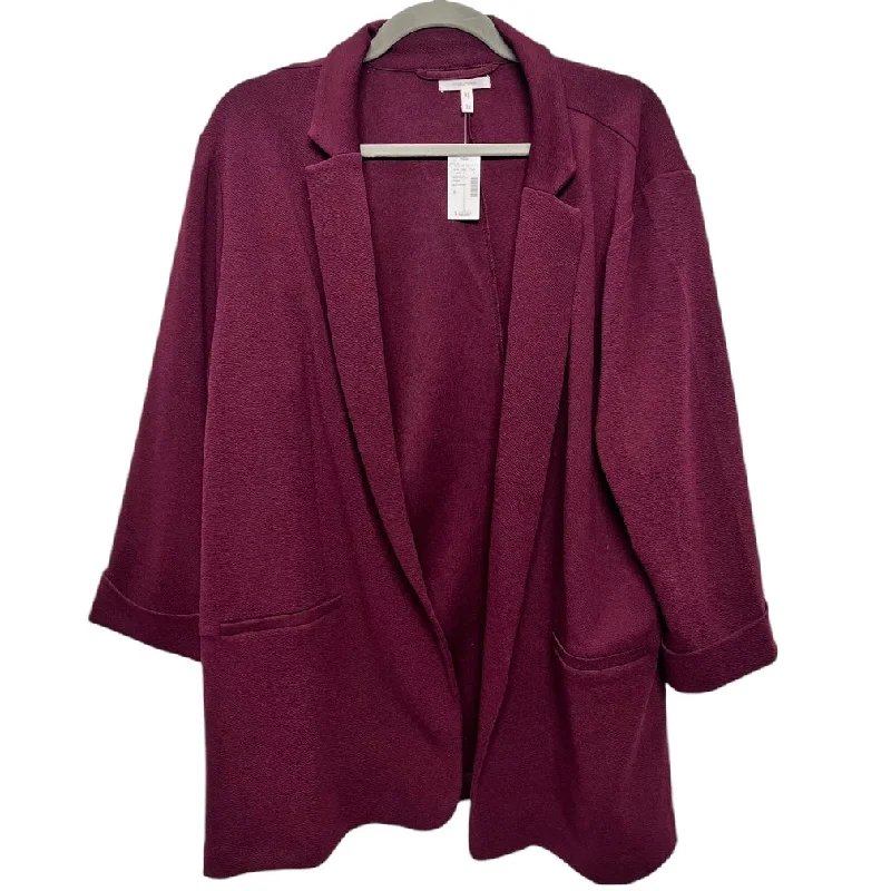 Women's Short Sleeve Blazers -Blazer By Maurices In Maroon, Size: 1x