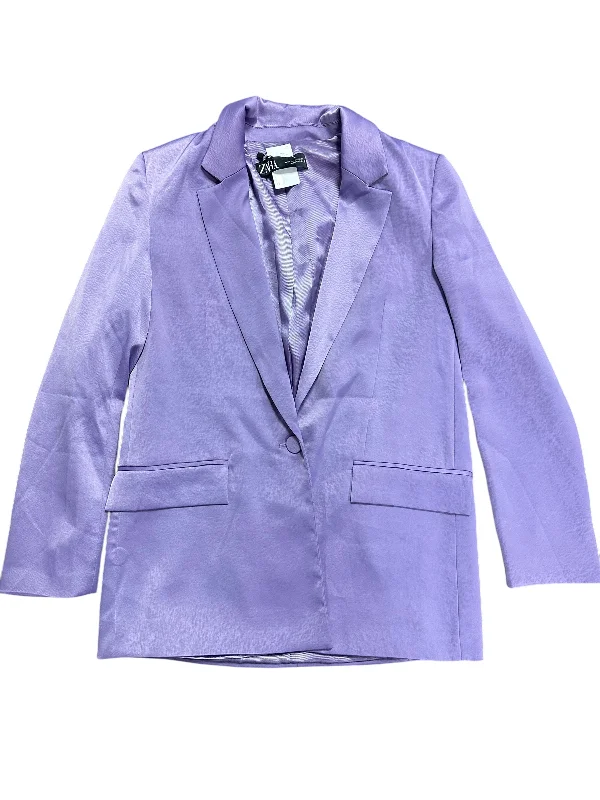 Women's Printed Geometric Blazers -Blazer By Zara In Purple, Size: Xs