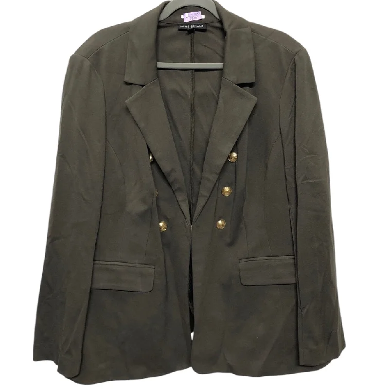 Women's Soft Wool Tweed Blazers -Blazer By Lane Bryant In Green, Size: 24