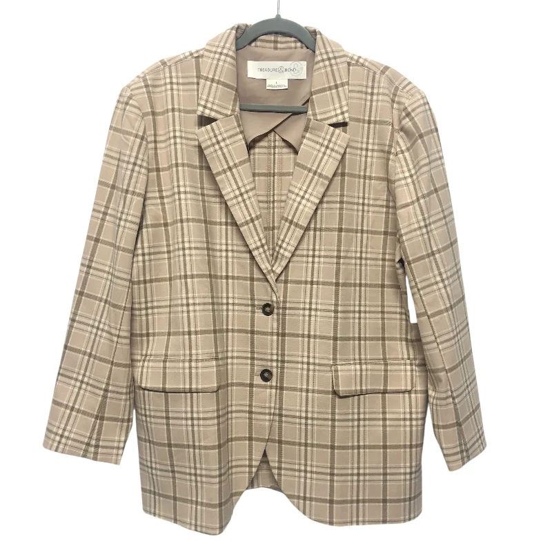 Women's Blazers with Wrap Effect -Blazer By Treasure And Bond In Tan, Size:L