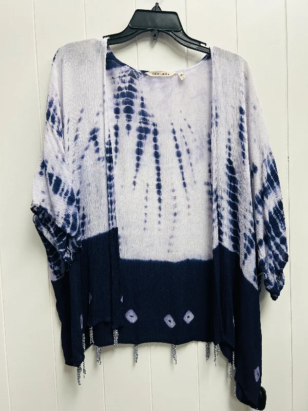Kimono with Bright Colors-Kimono By Soft Surroundings In Blue & White, Size: M