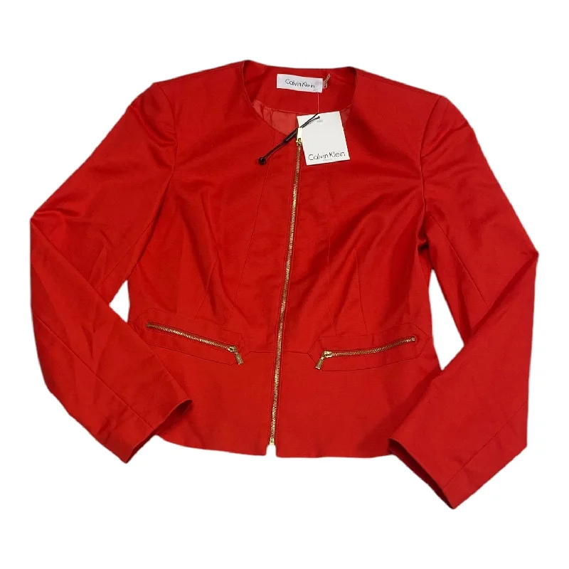 Women's Patchwork Blazers -Blazer By Calvin Klein In Red, Size: 4