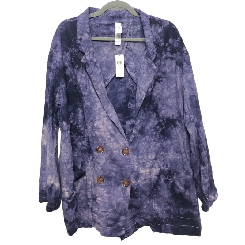 Women's Woolen Checkered Blazers -Blazer By Amadi In Purple, Size: Xl