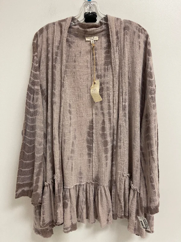 Kimono with Floral Embroidery-Kimono By Easel In Brown, Size: S