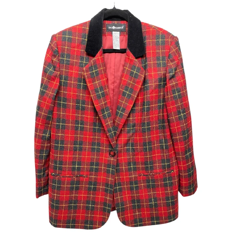 Women's Elegant Checked Blazers -Blazer By Sag Harbor In Plaid Pattern, Size: L