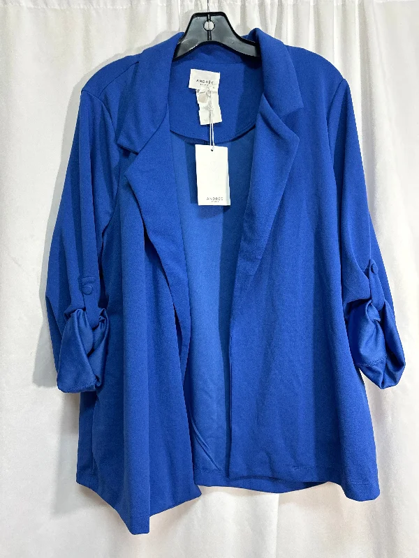 Women's Cozy Woolen Blazers -Blazer By Andree By Unit In Blue, Size: 1x