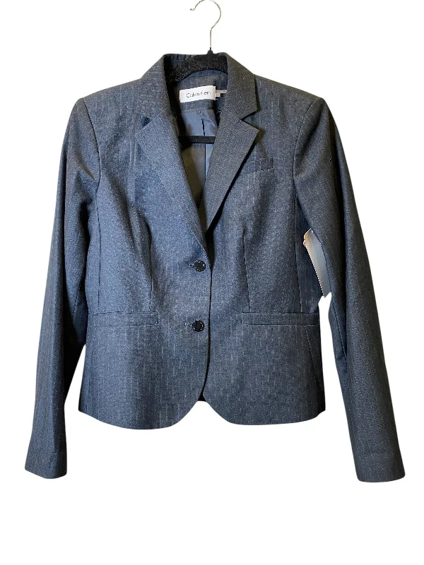 Women's Casual V-neck Blazers -Blazer By Calvin Klein In Striped Pattern, Size: S