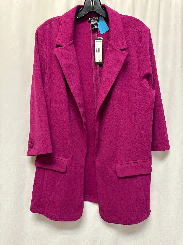 Women's Checkered Wool Tweed Blazers -Blazer By Soho Design Group In Pink, Size: L