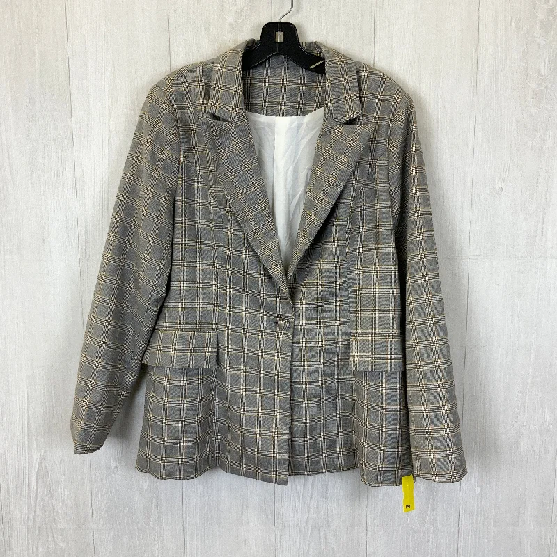 Women's Blazers with Pocket Detail -Blazer By Clothes Mentor In Grey, Size: L