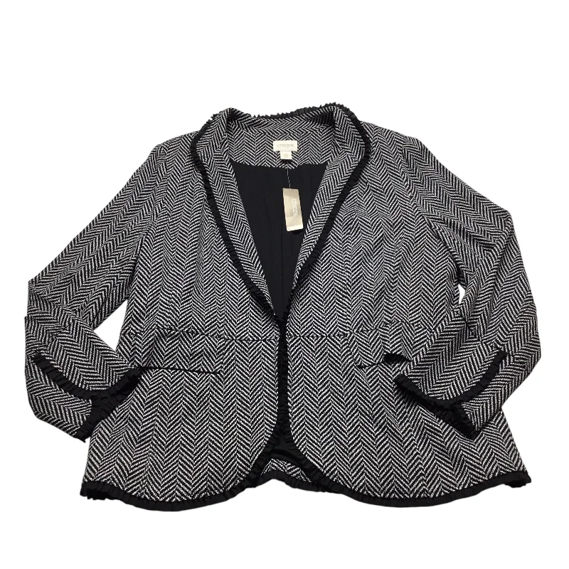 Women's Blazers with Animal Print -Blazer By Chicos In Black & White, Size: Xl