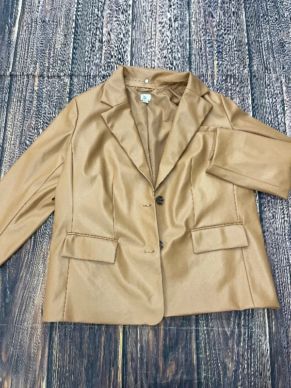 Women's Blazers with Waist Tie -Blazer By A New Day In Brown, Size: 1x