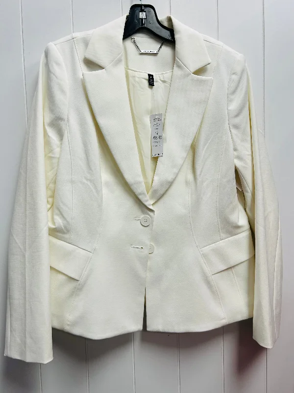 Women's Wool Checkered Office Blazers -Blazer By White House Black Market In Cream, Size: 16
