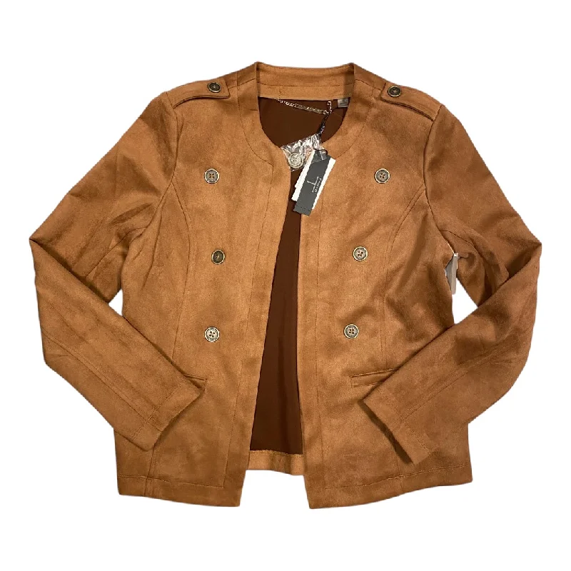 Women's Gold Button Blazers -Blazer By T Tahari In Brown, Size: 10
