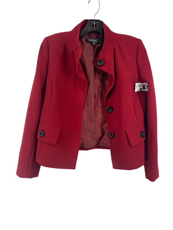 Women's Monochrome Checkered Blazers -Blazer By Kasper In Red, Size: 4