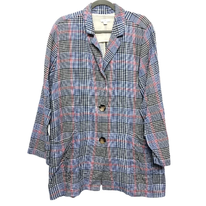 Women's Elegant Printed Blazers -Blazer By J. Jill In Blue & Red & White, Size: L