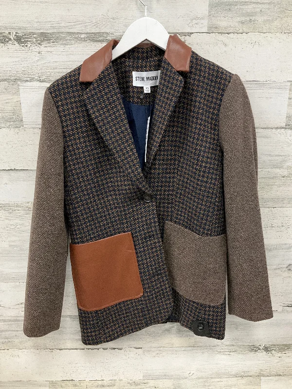 Women's Elegant Evening Blazers -Blazer By Steve Madden In Blue & Brown, Size: Xs