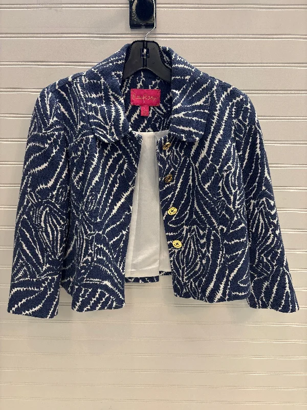 Women's Linen Blazers -Blazer Designer By Lilly Pulitzer In Blue & White, Size: 0