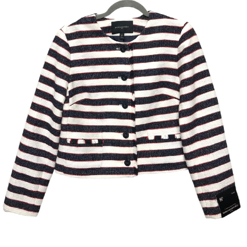 Women's Timeless Wool Blazers -Blazer By Banana Republic In Blue & Red & White, Size: 8p