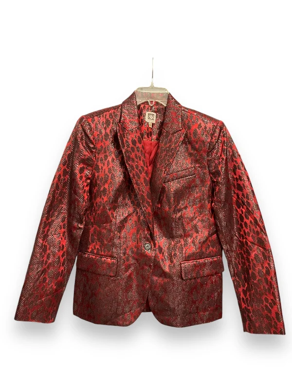 Women's Wool Tweed Winter Work Blazers -Blazer By Anne Klein In Red, Size: M