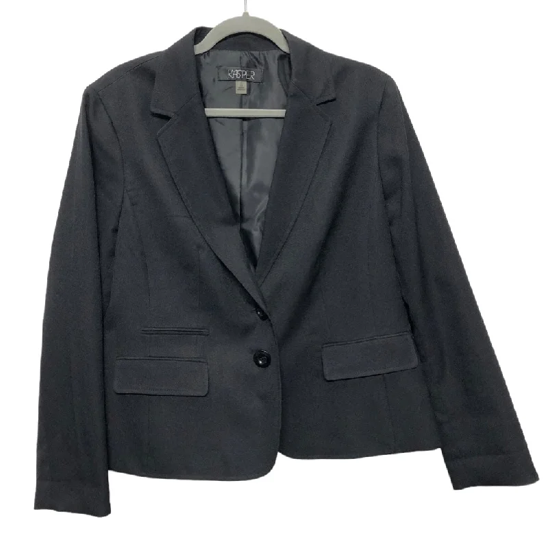 Women's Casual Checkered Woolen Blazers -Blazer By Kasper In Black, Size: 14