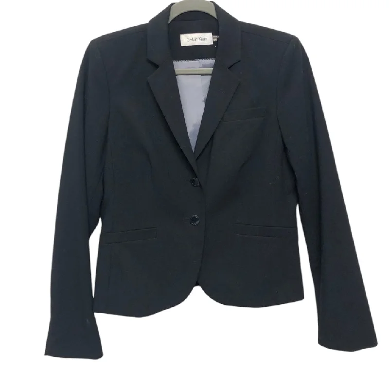 Women's Blazers with Patchwork Details -Blazer By Calvin Klein In Black, Size: 10p