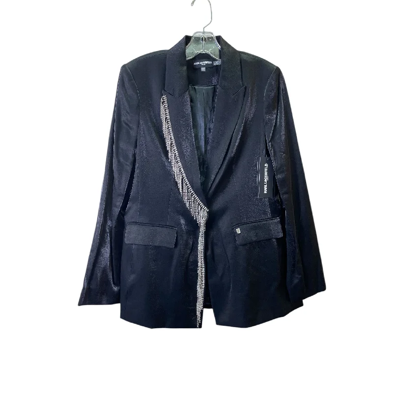 Women's Woolen Blazers for Winter -Blazer Designer By Karl Lagerfeld In Black & Silver, Size:M Women's Woolen Blazers for Winter -Blazer Designer By Karl Lagerfeld In Black & Silver, Size:M