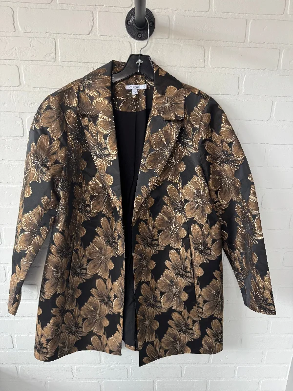 Women's Double-breasted Blazers -Blazer By Chicos In Black & Gold, Size: Xl