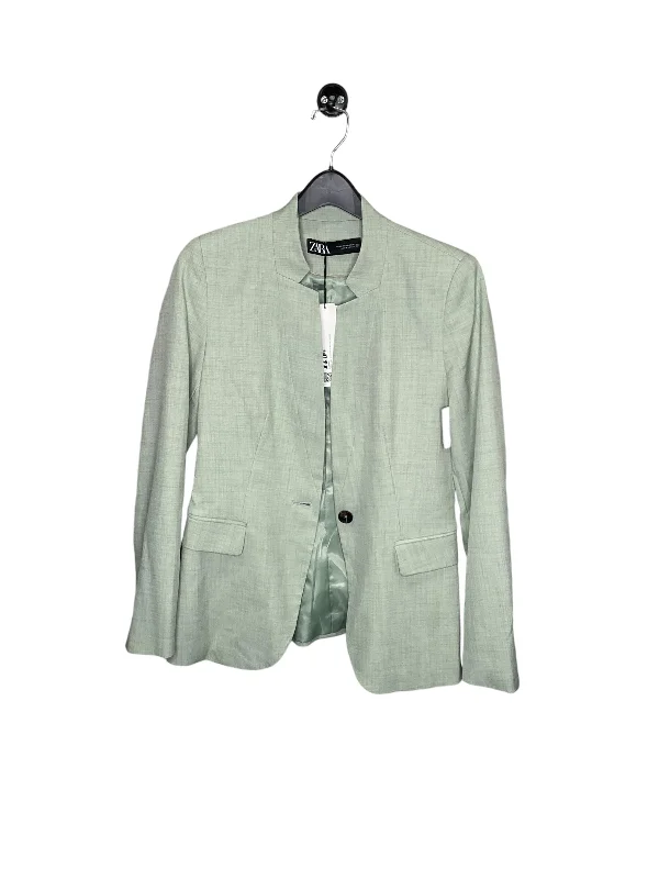 Women's Blazers with Check Prints -Blazer By Zara In Green, Size: S
