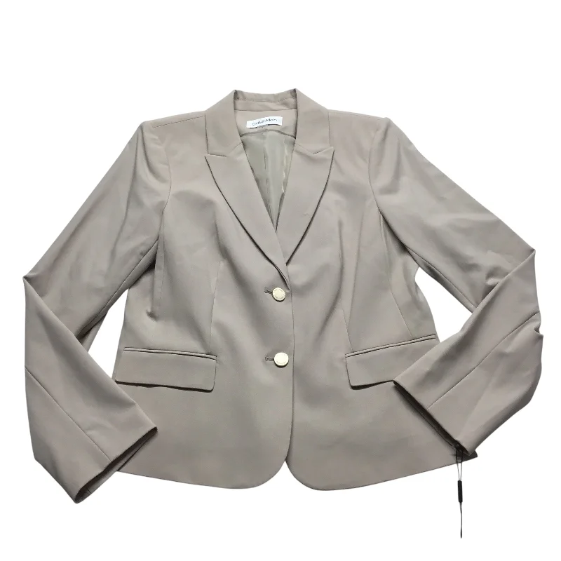 Women's Blazers with Hood -Blazer By Calvin Klein In Beige, Size: 12