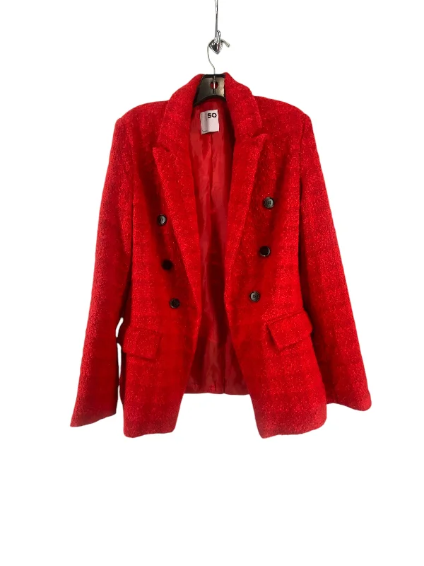 Women's Blazers with Puff Sleeves -Blazer By So In Red, Size: L