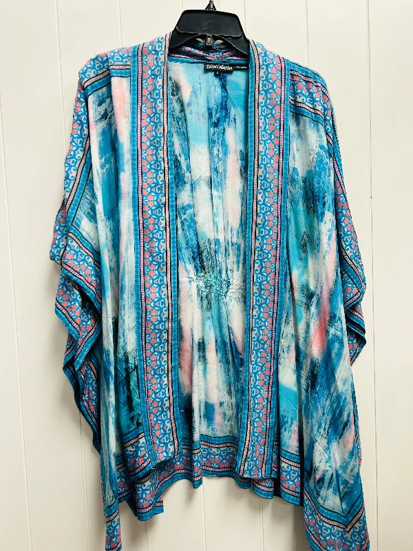 Women's Satin Kimono-Kimono By Tolani Collection In Blue & Pink, Size: L