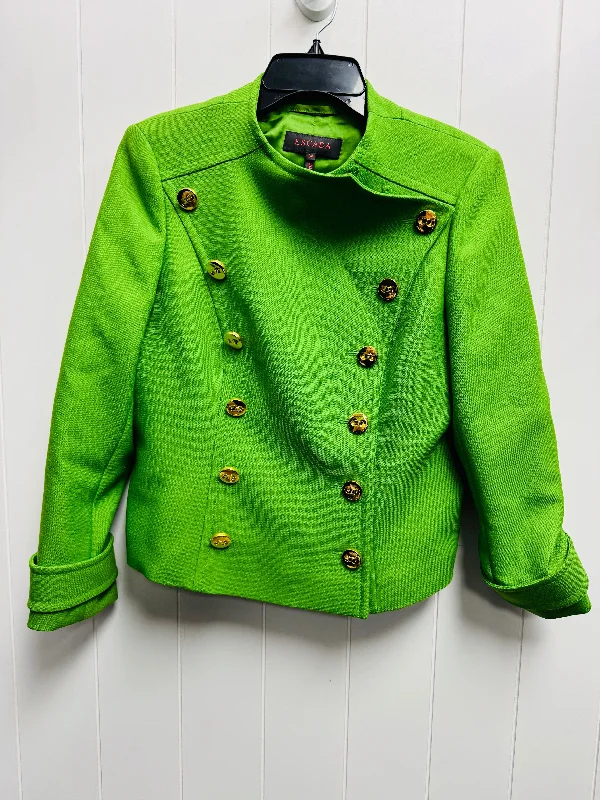 Women's Blazers with Tartan Check -Blazer Designer By Escada In Green, Size: Xs