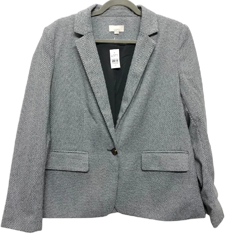 Women's Woolen Plaid Blazers -Blazer By Loft In Grey, Size: 12