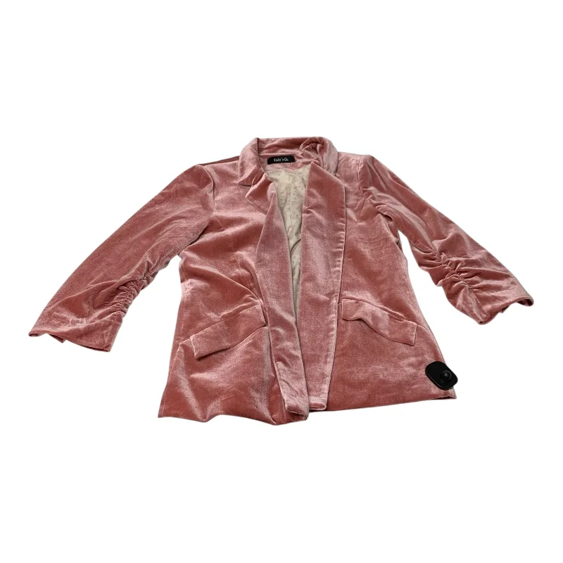 Women's Black Wool Blazers -Blazer By Fabrik In Pink, Size: L