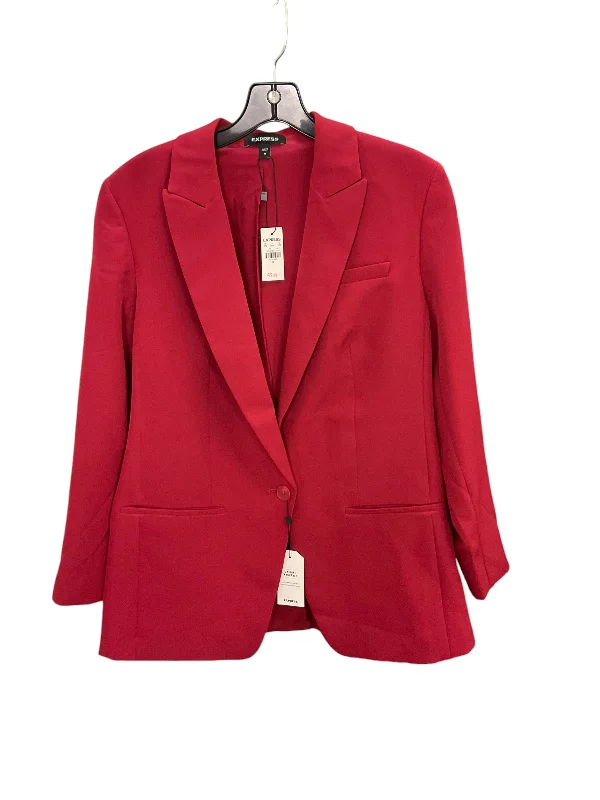 Women's Trendy Wool Tweed Blazers -Blazer By Express In Red, Size: M