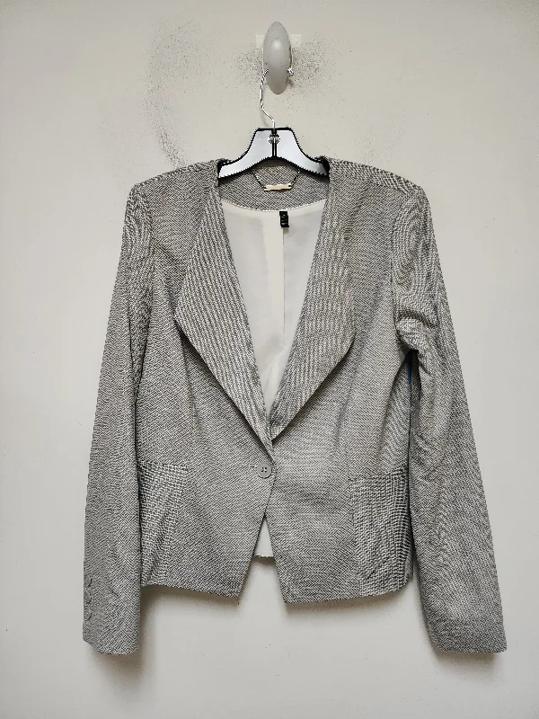 Women's Full Coverage Blazers -Blazer By White House Black Market In Grey & White, Size: L Women's Full Coverage Blazers -Blazer By White House Black Market In Grey & White, Size: L