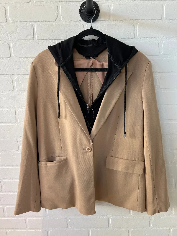 Women's Open Front Casual Blazers -Blazer By Cma In Tan, Size: L