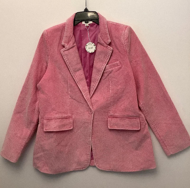 Women's Wool Tweed Winter Work Blazers -Blazer By Oddi In Pink, Size: M