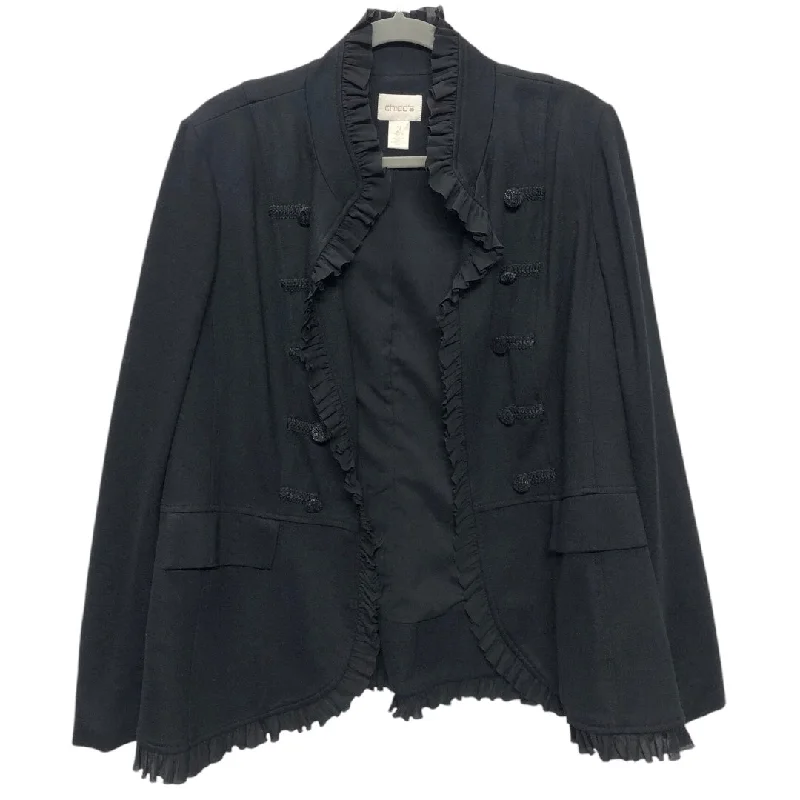 Women's Blazers with Button Flaps -Blazer By Chicos In Black, Size: L