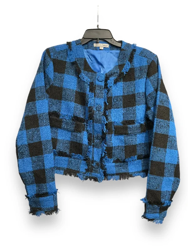 Women's Boxy Blazers -Blazer By Wdny In Black & Blue, Size: L