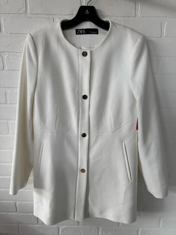 Women's Wool Blazers for Winter -Blazer By Zara In White, Size: Xl